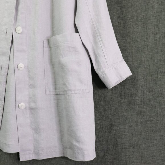 J. Jill Love Linen Artist Coat Jacket Tunic Women's Small Gray Pockets - Picture 12 of 16